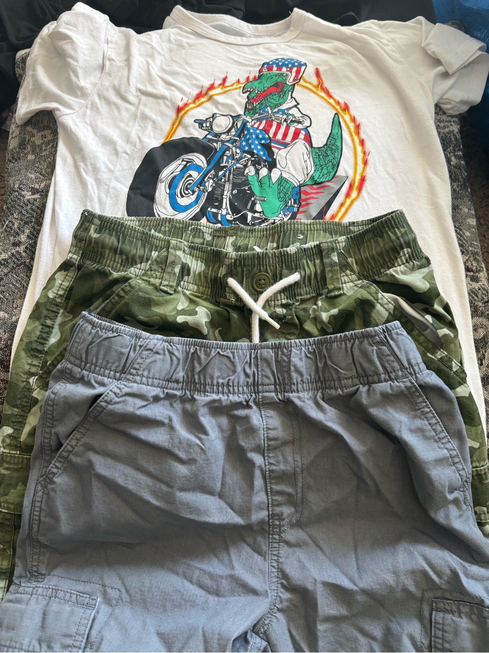 Summer Bundle :Kids Cargo Shorts Set - Olive Camo & Gray